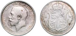 World Coins - Great Britain Kingdom 1916 Half / ½ Crown - George V (1st type) Silver (.925) Royal Mint (Tower Hill) (29530000) 13.9g VF KM 818.1 Sp 4011