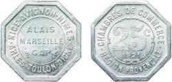 World Coins - France Provence-Alpes-Côte d'Azur, Region of Third Republic 1921 25 Centimes Aluminium Thévenon & Co. Mint (2000000) 1.42g UNC  Élie mon 10.8