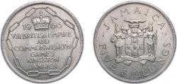 World Coins - Jamaica Commonwealth 1966 5 Shillings (Commonwealth Games) Copper-nickel Royal Mint (Tower Hill) (190000) 28.27g UNC KM 40 Schön 20