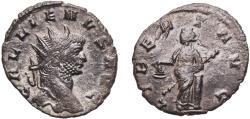 Ancient Coins - Rome Roman Empire 260 - 268 BI Antoninianus - Gallienus (LIBERT AVG; Libertas) Billon Rome Mint 2.6g VF