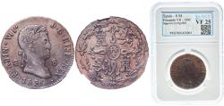 World Coins - Spain Kingdom 1830 8 Maravedis - Fernando VII (2nd portrait) Copper Real ingenio de Segovia Mint 11.47g NCV VF 25 KM 486.1 Cal 1694 Aureo 235