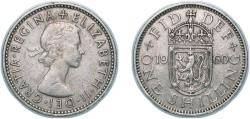 World Coins - Great Britain United Kingdom 1960 1 Shilling - Elizabeth II (Scottish shield; no 'BRITT:OMN') Copper-nickel (14376900) 5.68g XF KM 905 Sp 4148
