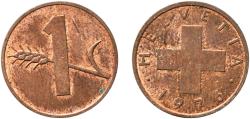 World Coins - Switzerland Federal State 1976 1 Rappen (wheat spike) Bronze (95% copper, 4% tin, 1% zinc) Bern Mint (1005000) 1.52g UNC  HMZ 2 1216 Divo/Tob19 328 KM 46 Schön 41 Y 54