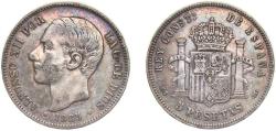 World Coins - Spain Kingdom 1885 *18-87 MSM 5 Pesetas - Alfonso XII (3rd portrait) Silver (.900) Madrid Mint (3144452) 25g VF KM 688
