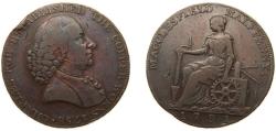 World Coins - Great Britain United Kingdom 1791 ½ Penny (Cheshire - Macclesfield / Charles Roe Copper Works) Copper 12.43g VF DH 16-72 Atkins 14-51