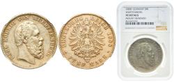 World Coins - Germany Kingdom of Württemberg Second Empire 1888 F 5 Mark - Karl I Silver (.900) Staatliche Münze Baden-Württemberg Mint (49258) 27.77g NGC VF  KM 623 J 173 Dav GT III 963
