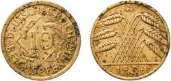 World Coins - Germany Weimar Republic 1936 A 10 Reichspfennig Aluminium bronze Berlin Mint (24526894) 3.99g XF  KM 40 AKS 45 J 317 Schön 40