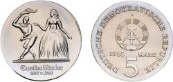 World Coins - Germany German Democratic Republic Democratic republic 1985 A 5 Mark (Caroline Neuber) Copper-nickel Berlin Mint (51825) 12.28g UNC KM 104