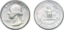 Us Coins - United States Federal republic 1936 ¼ Dollar "Washington Silver Quarter" Silver (.900) United States Mint of Philadelphia (41303837) 6.28g UNC KM 164 Schön 168