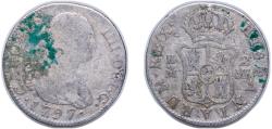 World Coins - Spain Kingdom 1797 M MF 2 Reales - Carlos IV Silver (.806) Madrid Mint 5.68g VF KM 430.1