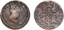 World Coins - Spain Kingdom 1837 PP 8 Maravedis - Isabel II (Pamplona) Copper Pamplona Mint 15.73g VF KM 517 Cal 489