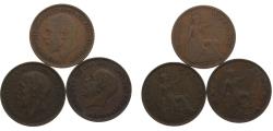 World Coins - Great Britain United Kingdom George V ½ Penny 3 Lots, smaller portrait