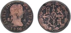 World Coins - Spain Kingdom 1830 4 Maravedis - Ferdinand VII (Segovia) Copper Segovia Mint 4.58g VF KM 489