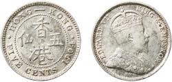 World Coins - China Hong Kong British colony 1904 5 Cents - Edward VII Silver (.800) Royal Mint (Tower Hill) (8000000) 1.37g AU  KM 12