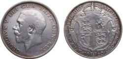 World Coins - Great Britain United Kingdom George V 1920 1/2 Crown 2nd type 14g
