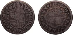 World Coins - Spain Kingdom Fernando VI 1754 S PJ 1 Real 2.5g