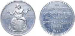 World Coins - Germany - 1871-1948 Weimar Republic 1923 Medal - Inflation Notzeiten 1923 Wucherer Aluminium (24552) 6.8g AU  AFA 180