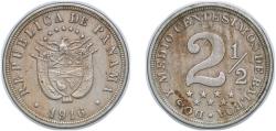 World Coins - Panama Republic 1916 2½ Centésimos Copper-nickel (75% Copper, 25% Nickel) Philadelphia Mint (800000) 4.97g AU KM 7