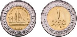 World Coins - Egypt Arab Republic of Egypt AH1440 (2019) 1 Pound (New Capital Egypt) Bimetallic: brass plated steel centre in nickel plated steel ring Cairo Mint (40000000) 8.53g UNC  KM 1041