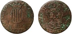 World Coins - Spain Principality of Catalonia Spanish states 1811 3 Quartos (III QUAR) Copper Cataluña (Tarragona or Mallorca) 6.57g VF KM 115