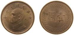 World Coins - China Taiwan Province of People's Republic of China 1981 1 New Dollar Copper-aluminium-nickel (92% Copper, 6% Nickel, 2% Aluminium) (1080000000) 3.8g UNC Y 551 Schön 21