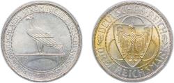 World Coins - Germany - 1871-1948 Weimar Republic 1930 A 3 Reichsmark (Liberation of Rhineland) Silver (.500) (1734080) 14.95g UNC KM 70 J 345