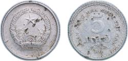 World Coins - Vietnam Socialist Republic 1976 5 Hao Aluminium Berlin Mint 1.76g VF Damage KM 13 Schön 66
