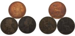 World Coins - Great Britain United Kingdom Victoria 1889/1893/1890 1 Penny 3 Lots, 2nd portrait