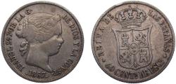 World Coins - Spain Kingdom Isabel II 1867 40 Centimos de Escudo 5.1g