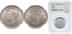 World Coins - Great Britain Kingdom of England 1944 ½ / Half Crown - George VI (1st type) Silver (.500) Royal Mint (Tower Hill) (15255100) 14.14g NGC AU 58  KM 856 Sp 4080