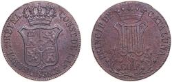 World Coins - Spain Spanish states 1838 6 Cuartos (6 CUAR) - Isabel II Copper Barcelona Mint 14g AU Cal682 KM128