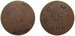 World Coins - Spain ND 10 Centimos Cooperativa Masnou Copper Barcelona Mint 3.38g AU