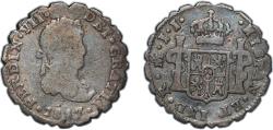 World Coins - Mexico Spanish colony 1817 Mo JJ ½ Real - Ferdinand VII Silver (.903) Mexico City Mint 1.52g VF Tooled edge KM 74 KM 74.3
