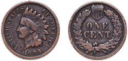 Us Coins - United States Federal republic 1908 1 Cent "Indian Head Cent" Bronze (.950 copper, .050 tin and zinc) United States Mint of Philadelphia (32326367) 2.95g VF KM 90a Schön 117a