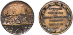 World Coins - France Fifth Republic 1974 Medal - 47e congrès de la Fédération des sociétés philatéliques Françaises à Colmar Bronze 70.79g UNC