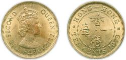 World Coins - China Hong Kong 1979 10 Cents - Elizabeth II (1st portrait; reeded edge) Nickel brass (101500000) 4.52g UNC KM 28.3