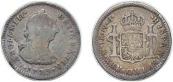 World Coins - Mexico Spanish colony 1773 FM 1 Real - Carlos III With inverted mintmark Silver (.903) Mexico City Mint 3.13g VF KM 78