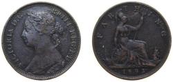 World Coins - Great Britain 1893 1 Farthing - Victoria (2nd portrait; 2nd type) Bronze Royal Mint (Tower Hill) (3904300) 2.83g VF KM753 Sp3958/9