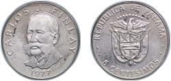 World Coins - Panama Republic 1975 FM 5 Centésimos (Carlos Finlay) Copper-nickel clad copper (75% Copper, 25% Nickel) The Franklin Mint (41000) 5g PF KM 35