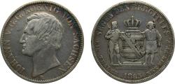 World Coins - Germany German states Kingdom of Saxony (Albertinian Line) 1865B 1 Ausbeutevereinsthaler - Johann I (Mining Thaler) Silver (.900) 18.52g VF KM1212 AKS135