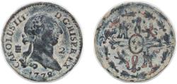 World Coins - Spain Kingdom 1778 2 Maravedis - Carlos III Copper Segovia Mint 2.37g VF KM 406 Cal 1914