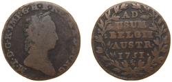 World Coins - Belgium Austrian Netherlands Possession 1751 2 Liards / 2 Oorden - Maria Theresia Copper Bruges Mint 6.6g VF KM 3