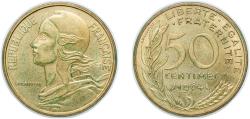 World Coins - France Fifth Republic 1964 50 Centimes Copper-aluminium-nickel (41471600) 6.96g UNC F 197 Gad 427 KM 939 Schön 231