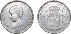 World Coins - Spain Kingdom 1889 *18-89 MPM 5 Pesetas - Alfonso XIII (1st portrait) Silver (.900) Madrid Mint (4681328) 24.92g AU KM 689 Cal 12