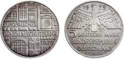 World Coins - Germany Federal republic 1975 F 5 Deutsche Mark European Year for the Protection of Historic Monuments