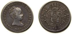 World Coins - Spain Kingdom 1848 M CL 1 Real - Isabel II (1st portrait) Silver (.812) Madrid Mint 1.5g XF KM 518.1