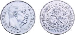 World Coins - France 1980 Medal - General Charles de Gaulle Silver (.925) Paris Mint (20000) 6.46g UNC