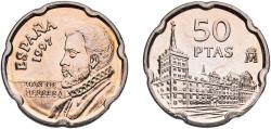World Coins - Spain Kingdom 1997 M 50 Pesetas (Juan de Herrera) Copper-nickel (75% copper, 25% nickel) Royal Mint of Spain (17496000) 5.6g UNC  KM 985 Schön 247