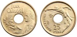World Coins - Spain Kingdom Juan Carlos I 1991 25 Pesetas 1992 Summer Olympics in Barcelona, high jump