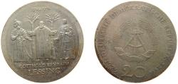 World Coins - Germany German Democratic Republic 1979 A 20 Mark (Gotthold Ephraim Lessing) Silver (.500) Berlin Mint (41000) 20.9g UNC KM 74